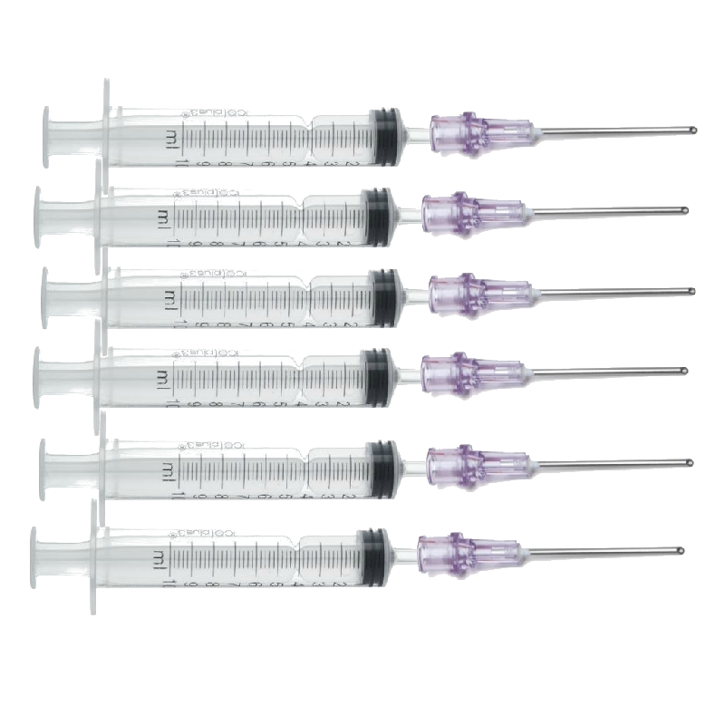 6 seringues de recharge d'encre de 12 ml avec 6 aiguilles 16G de 10 cm