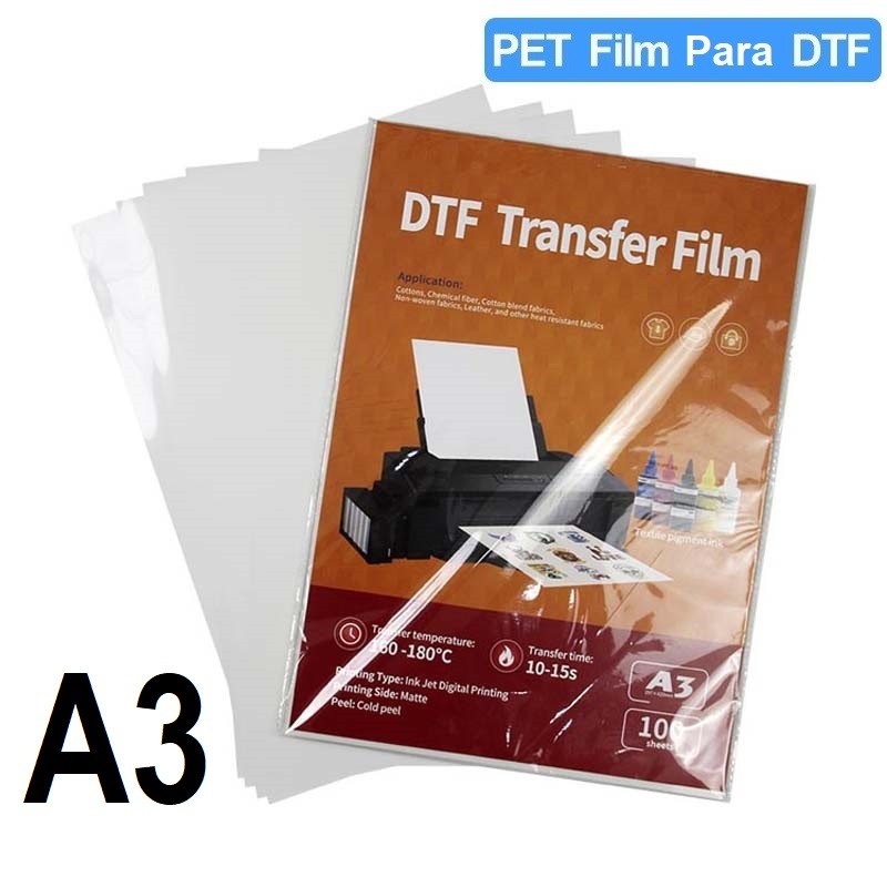 Film DTF A3, 100 feuilles PET à décoller à chaud