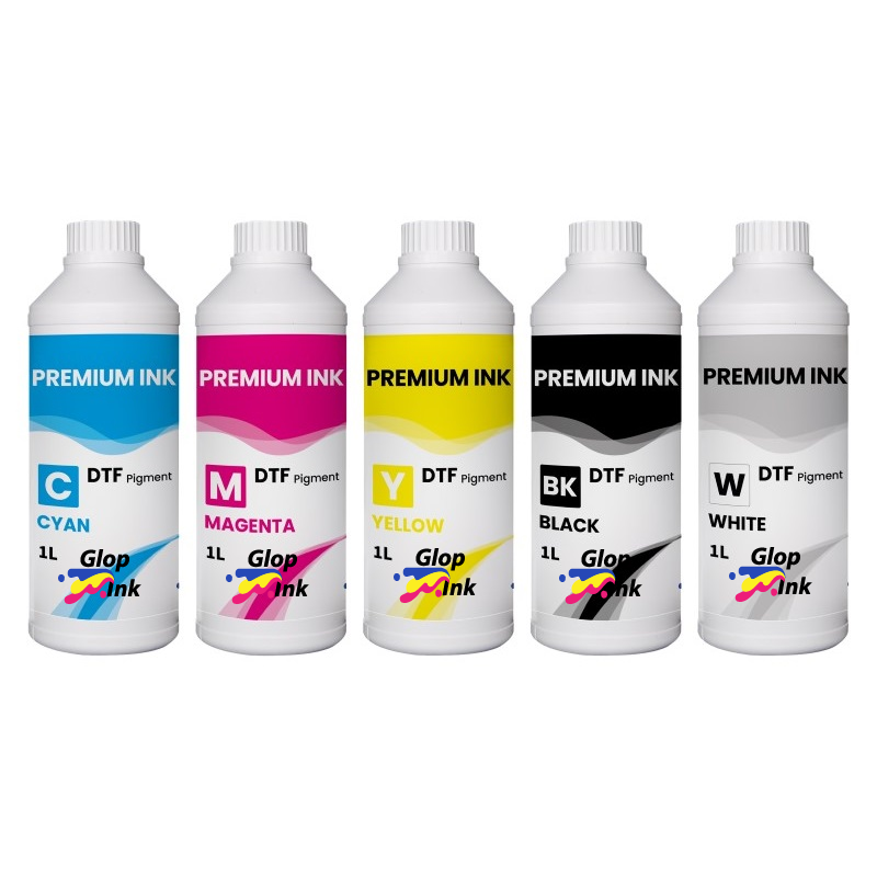 Encres DTF GlopInk 5 bouteilles de 1 litre