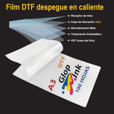 Filme de transferência DTF A3, 100 folhas PET de remoção a quente GlopInk