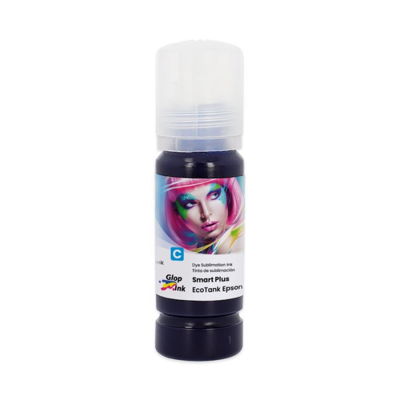 Tinta de sublimación para EcoTank, Smart Plus de GlopInk, botellas de 70 ml cian