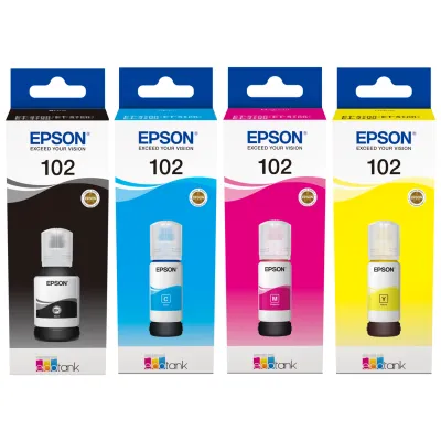Tinta Epson 102 para EcoTank. Multipack de tinta original com 4 frascos da série 102 2