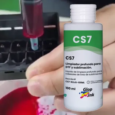 Líquido CS7 para limpeza profunda em cabeçotes de impressoras DTF e de sublimação, 100 ml