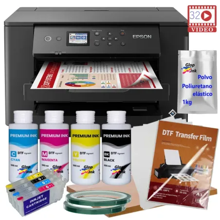 Impressora DTF4P A3 WF-7310 com cartucho recarregável e kit DTF
