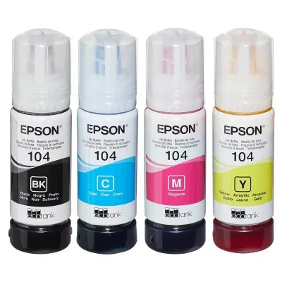 4 bouteilles d'encre Epson 104 pour EcoTank de 65 ml. Encre originale multipack série 104
