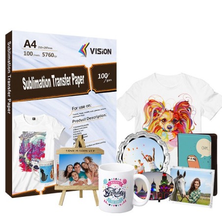 Secagem média de papel de sublimação Vision 100 folhas A4