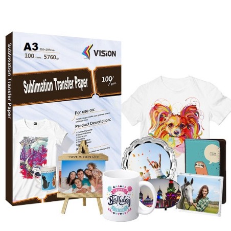 Secagem média de papel de sublimação Vision 50 folhas A3