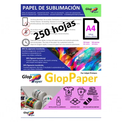 Papier sublimation à séchage rapide GlopPaper 250 feuilles A4