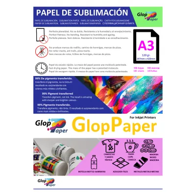 Papier sublimation à séchage rapide GlopPaper 100 feuilles A3