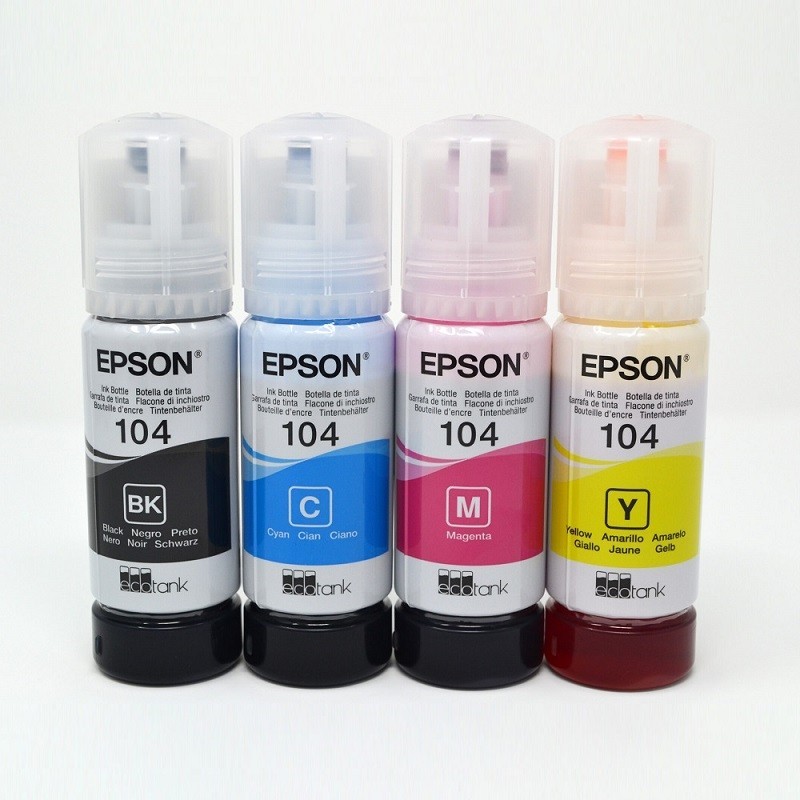 Tintas 104 para Epson EcoTank de 65 ml. Série de tintas originais 104