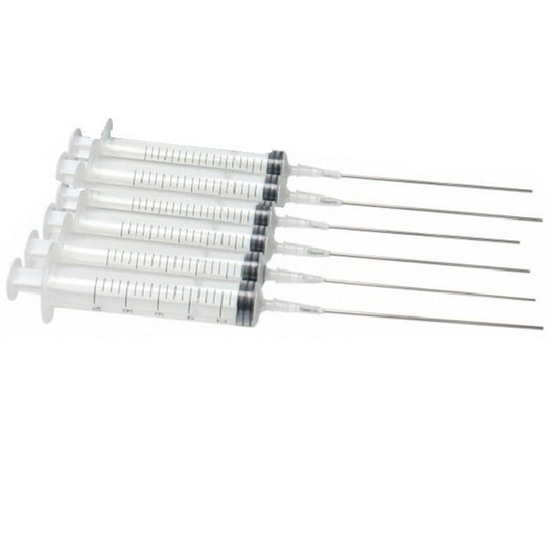 6 seringas para recarga de tinta de 20 ml com 6 agulhas 16G de 10 cm